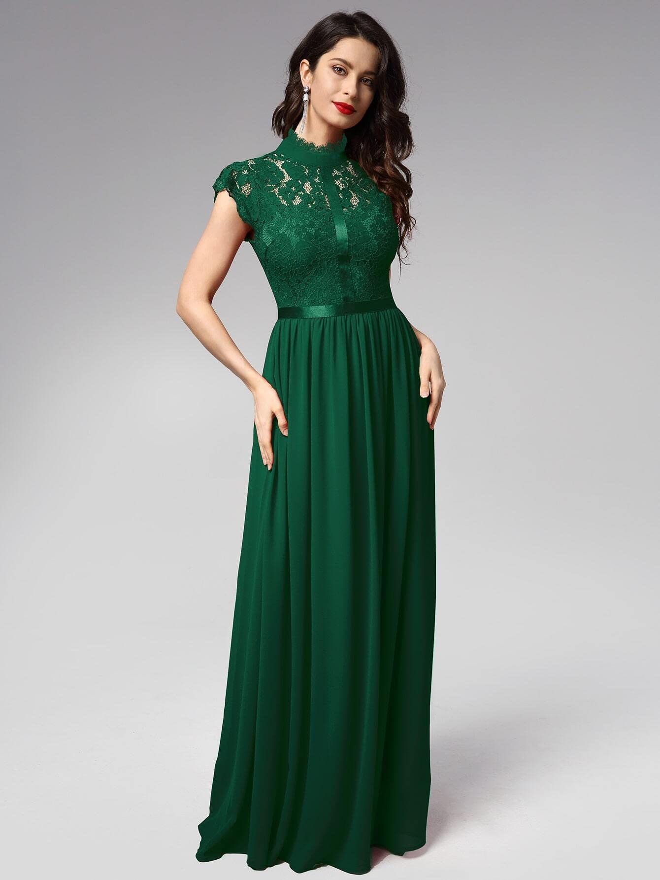 Grenda ribbon long dress サイズs Amazon.com: Neeno Women's Dresses Ribbon Detail Contrast Lace